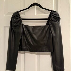 Alice + Olivia Black Leather Top
